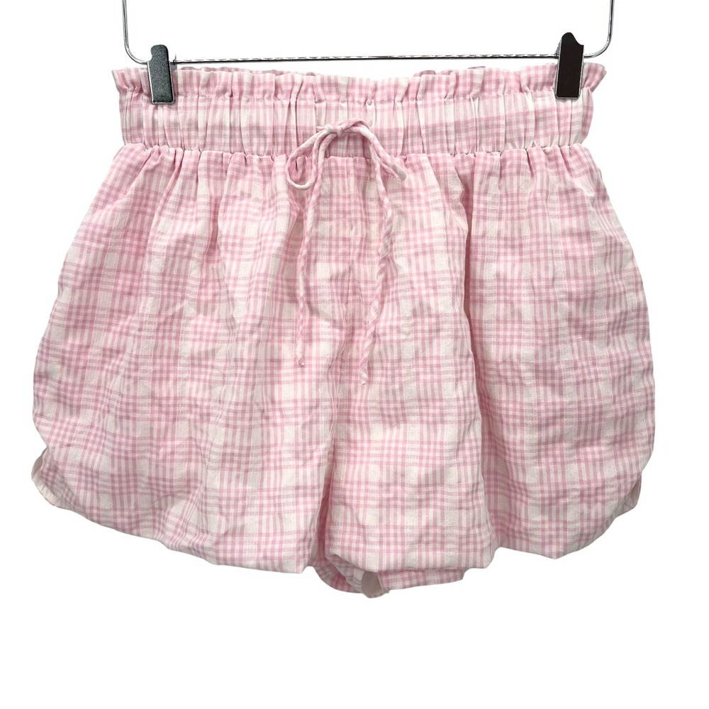 Mable Gingham Plaid Shorts Size M Bubble‎ Hem Pink Bloomers Coquette Soft Girl